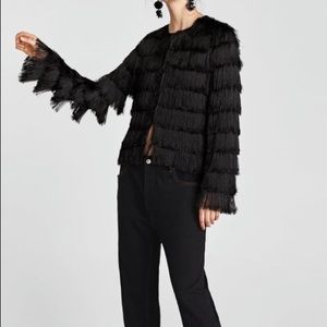 NEW ZARA SOLD OUT BLACK FRINGED BOHO JACKET